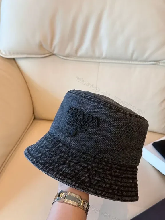 View 4 of Prada Milano-Accent Bucket Hat â€” Textured Luxury Comfort