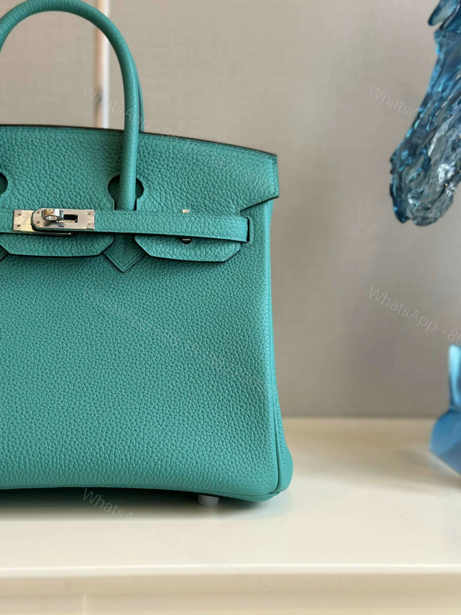View 6 of Hermes Birkin PHW Da Togo Ocean Blue Handbags 25cm