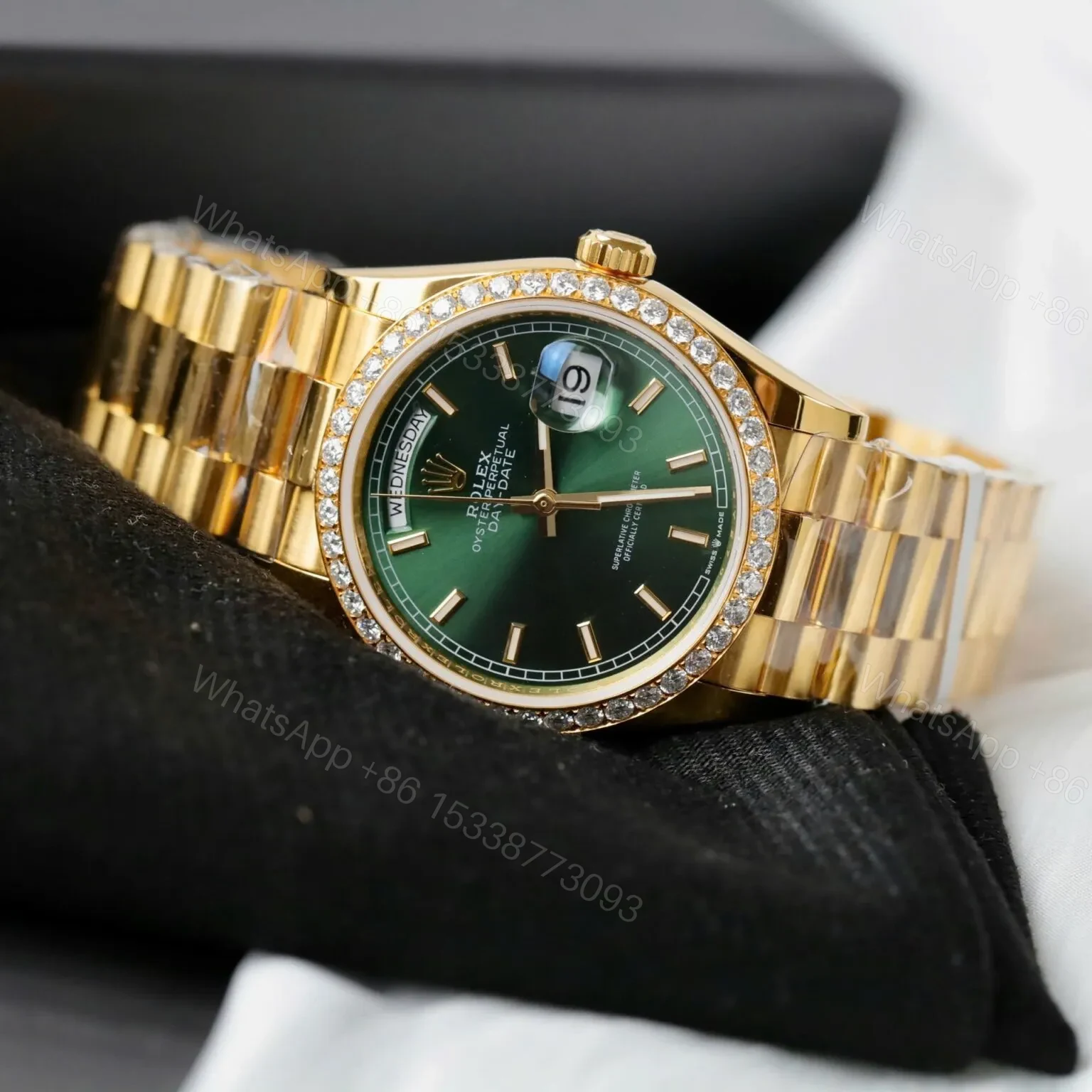 View 4 of Superclone Rolex Day-Date Bright Green Diamond Dial 128398tbr-0035 36 mm