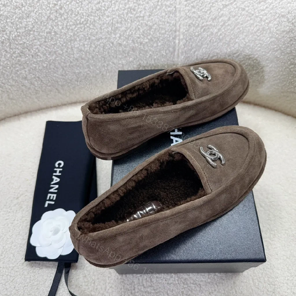 View 3 of Brown Suede Loafers + Suede + Loafer + Designer-inspired emblem + Loafers