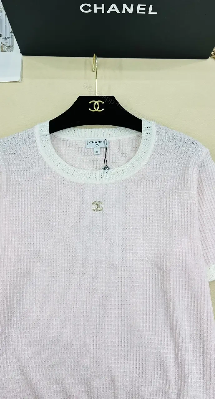 View 8 of Textured Knit Top: Powder Blue/Blush Pink, Chic, Lightweight Knitwear