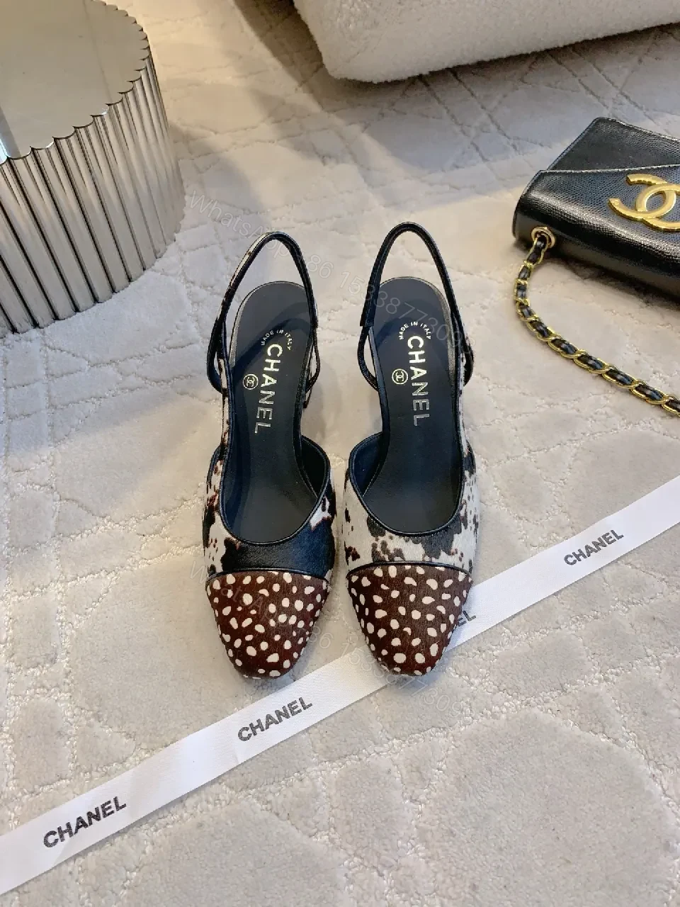 View 6 of Textured Animal Slingback Heels – Luxe, Open-Back, Block Heel