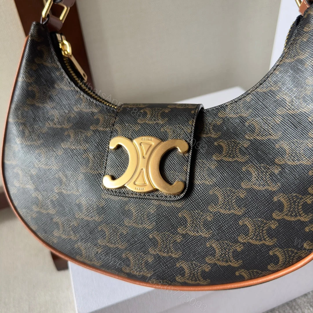 View 8 of CELINE AVA TRIOMPHE SOFT BAG IN CANVAS AND CALFSKIN TAN