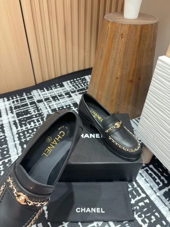 View 2 of Chunky Chain Leather Loafers - Luxe Comfort, Chanel-Inspired
