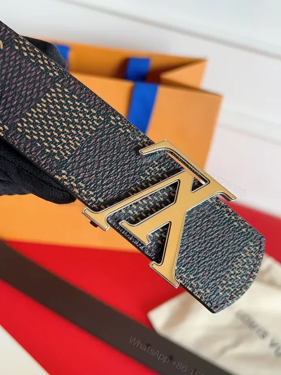 View 6 of Modern Patterned Belt with LV Hardware - Signature Luxury Belt