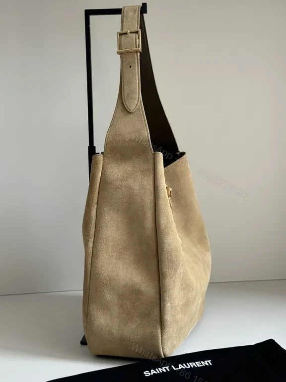 View 5 of Soft Beige Suede Tote: Structured Luxury Everyday Bag