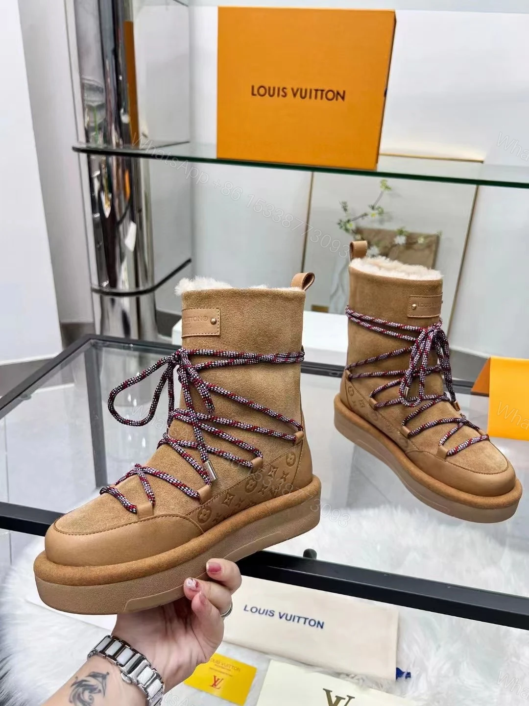 View 2 of LOUIS VUITTON ASPEN PLATFORM ANKLE BOOT BEIGE 1AC767