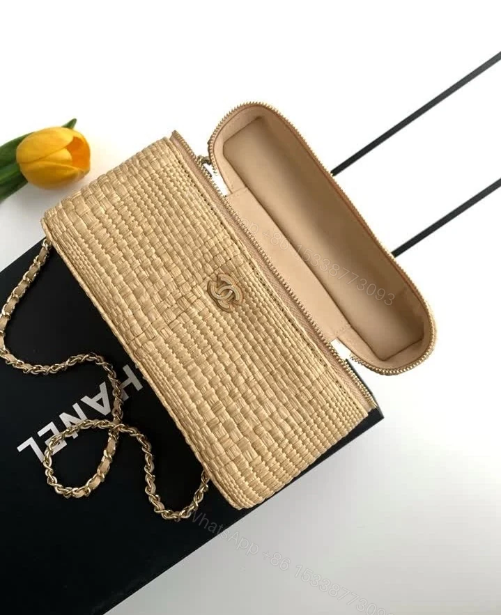 View 4 of Chanel Replica Braided Raffia Vanity Case 4385