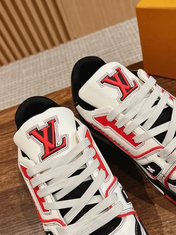 View 3 of Bold LV-Style Luxury Leather Sneakers with Signature Accent
