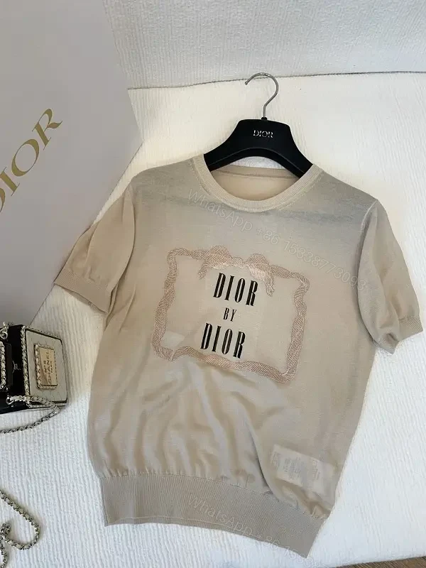 Beige Cotton T-shirt Dior Frame Graphic T-Shirt — view 1