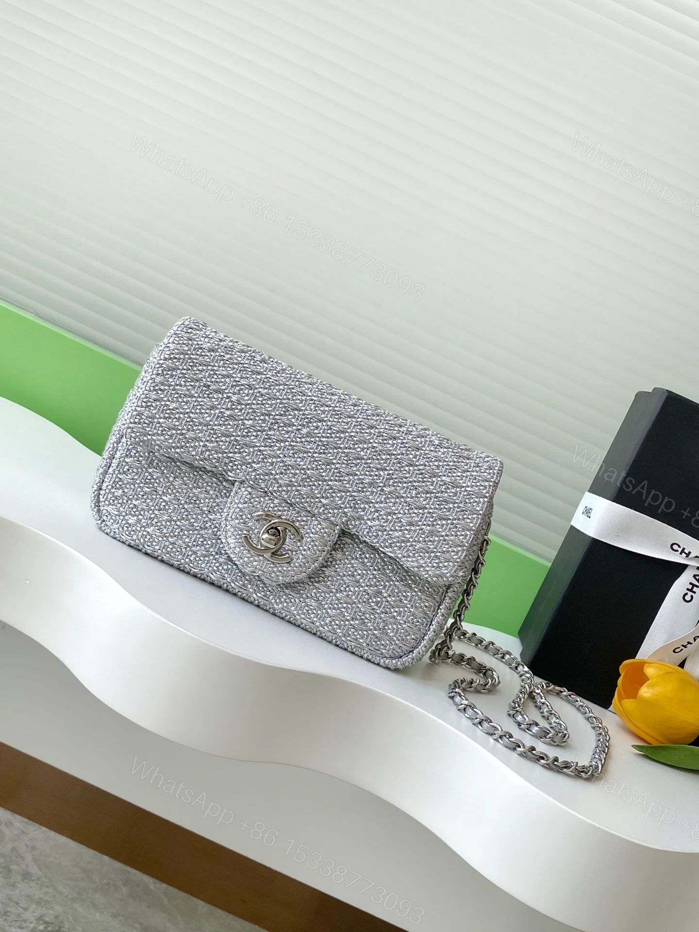 Chanel 原單銀灰針織質感包 低調奢華精品設計 女士百搭手袋 — view 1