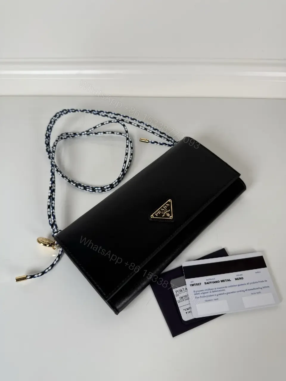 View 6 of Chic Black Leather Chain Wallet — Compact Luxury Clutch