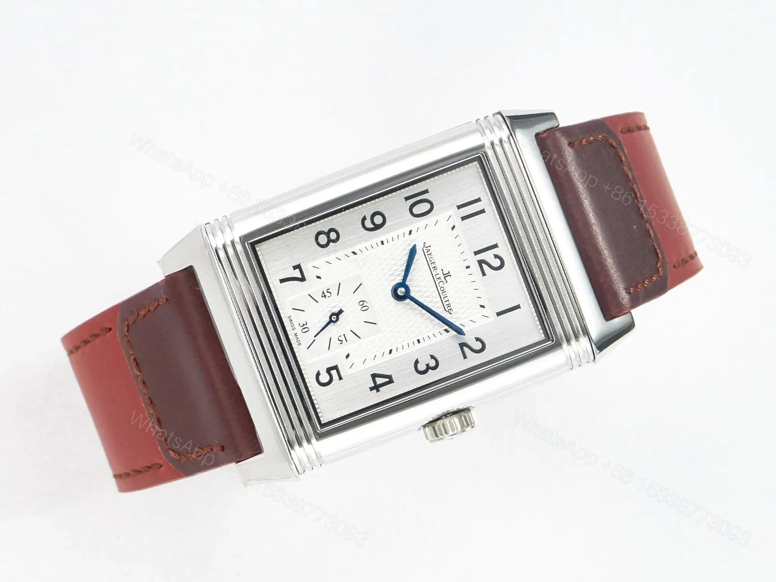 View 3 of Reverso Classic Duoface Small Seconds SS MGF Best Edition White Guilloché Dial on Red Leather Strap A854A