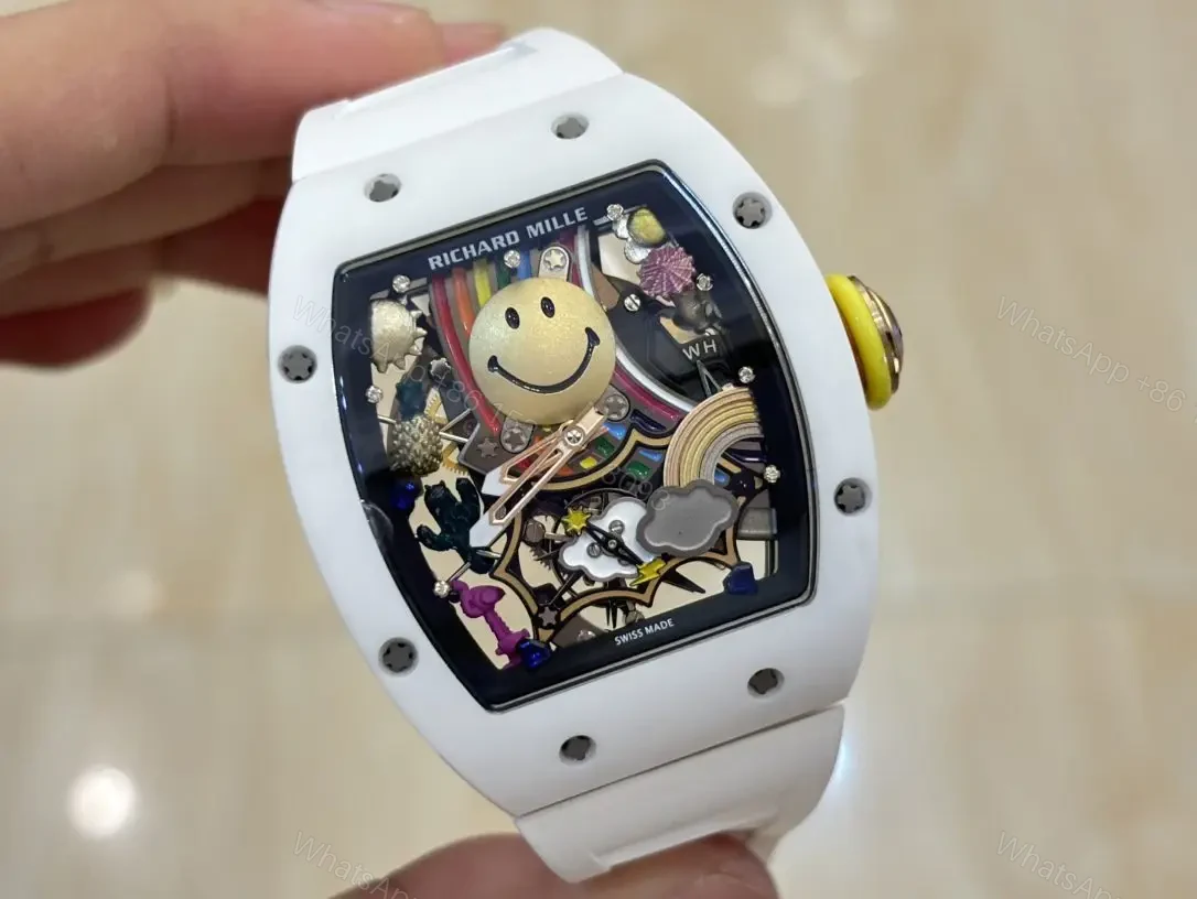 View 4 of Replica Richard Mille RM 88 Smiley Swiss Automatic Tourbillon White Rubber Strap
