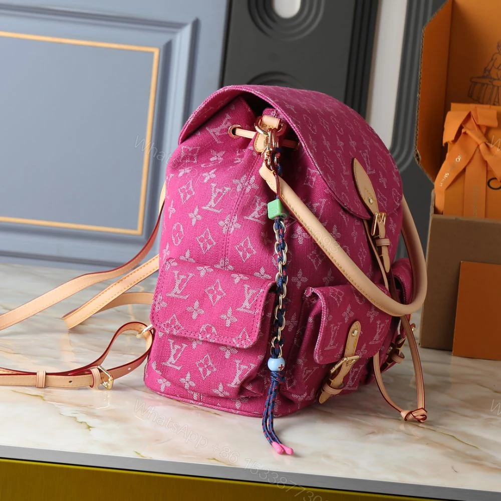View 3 of Louis Vuitton Montsouris Cargo Backpack Pink Denim 32Cm