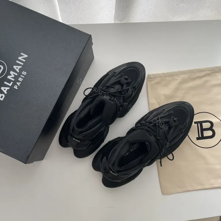 View 8 of Bold Black Balmain High-Top Sneakers: Sculpted Comfort