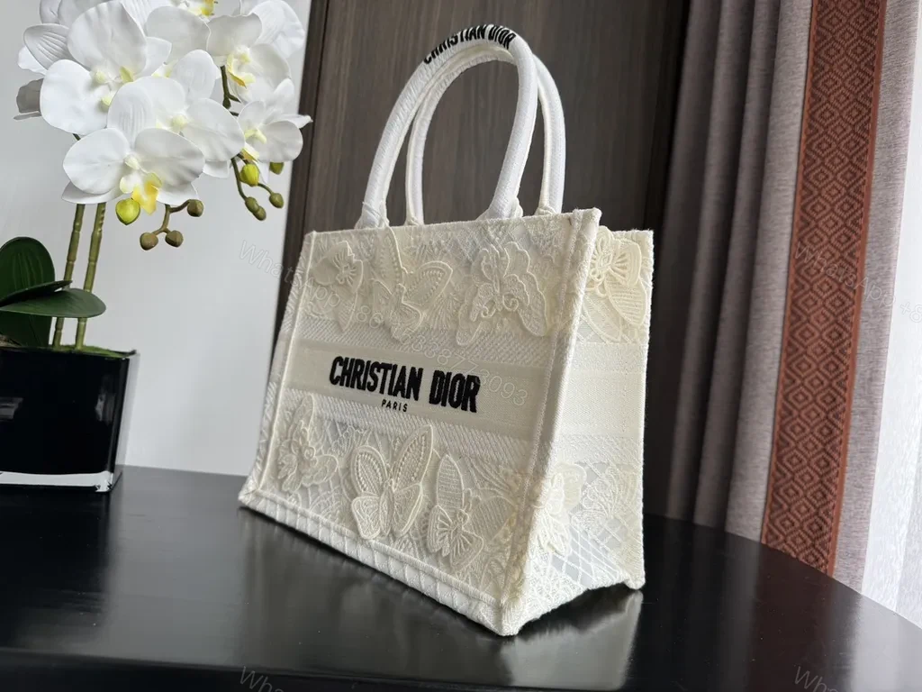 View 8 of Cream Lace Dior Tote: Butterfly Motifs, Luxury Everyday