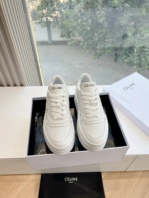 Celine White Leather High-Top Sneakers: Luxury Comfort — view 1