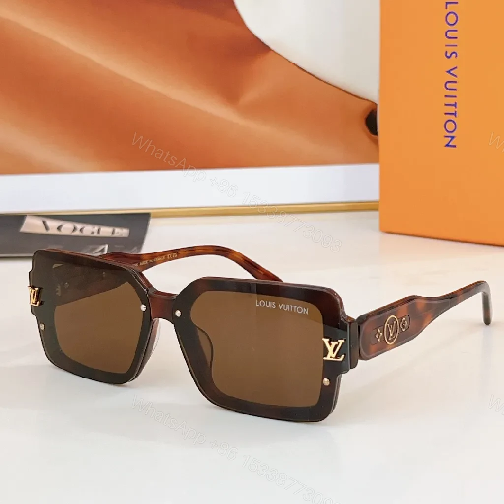 View 2 of Bold Frame Sunglasses with LV Detailing - Square Acetate Shades