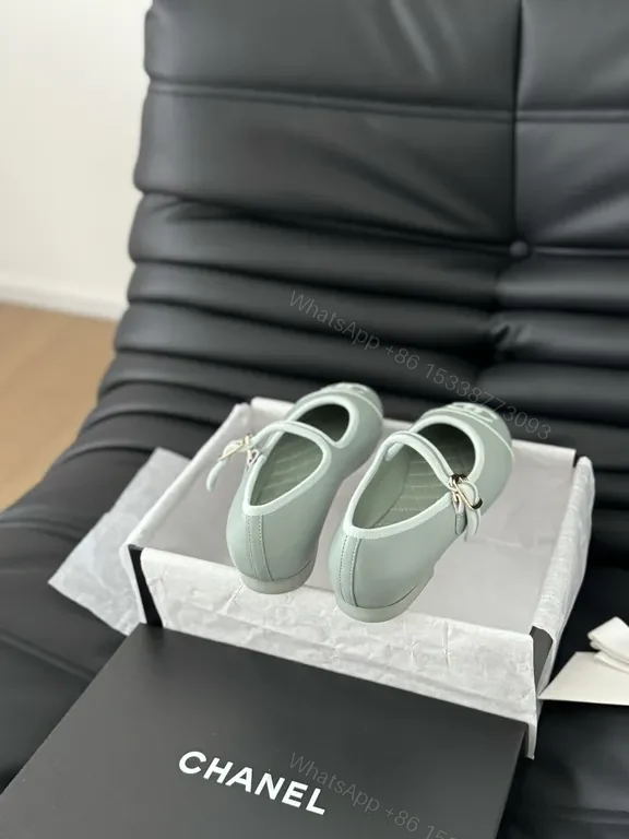 View 6 of Pastel Green Chanel-Inspired Mary Jane Flats: Modern Luxury Shoes