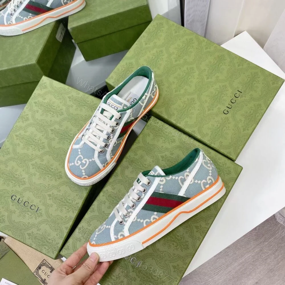 View 4 of Gucci Women’S Tennis 1977 Sneaker Light Blue 606110 H0G10 3460