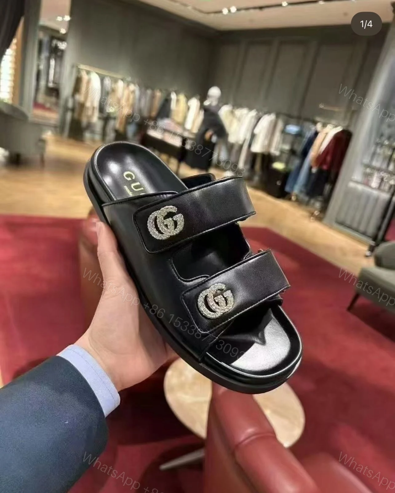 First Copy Gucci Leather Slides — view 1