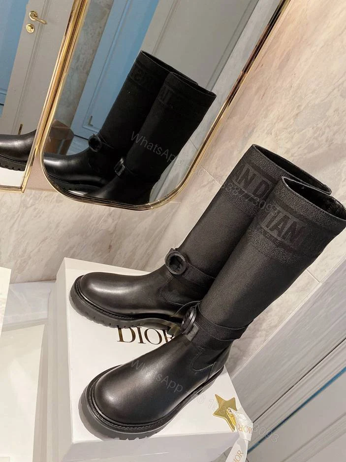 View 4 of DIOR D MAJOR BOOT FABRIC AND CALFSKIN IN BLACK AND BLACK