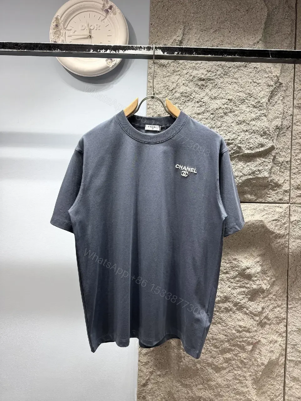 Navy Knit Tee: Subtle Crest, Luxe Texture, Relaxed Fit Top — view 1
