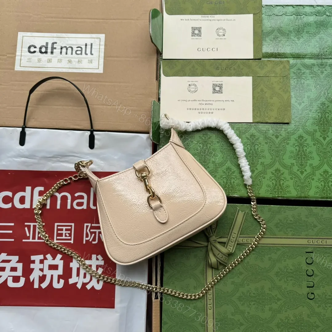 JACKIE NOTTE MINI BAG 19 IN BEIGE CRACKED LACQUER — view 1