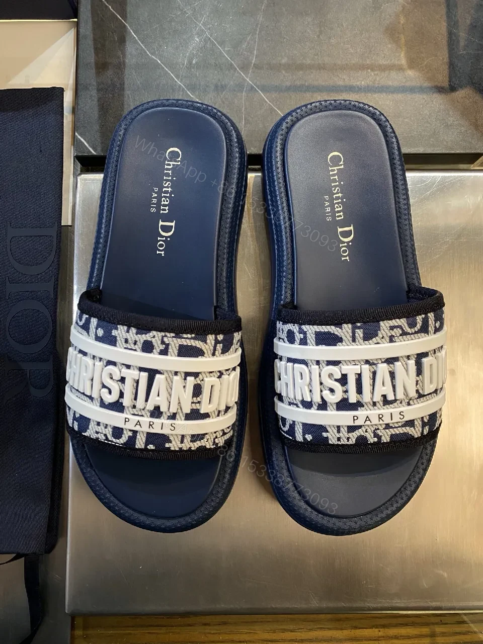 View 4 of Bold Graphic-Stripe Slides with All-Day Comfort