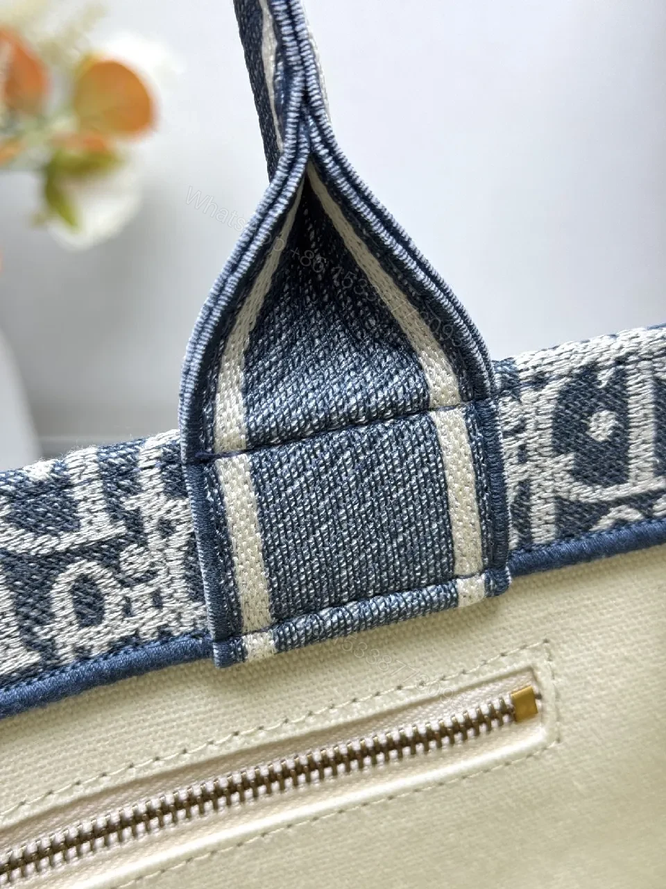 View 3 of Denim-Patterned Luxury Tote: Bold Modern Craftsmanship
