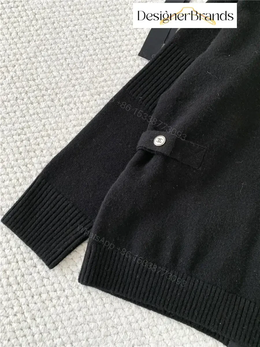 View 11 of Lux Black Knit Cardigan with Iconic Hardware Details
