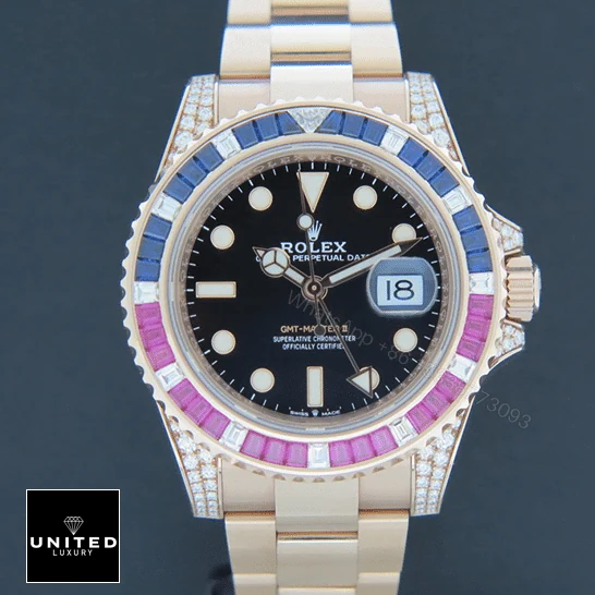 View 7 of Rolex GMT-Master II 126755SARU Diamond Bezel Black Dial Replica