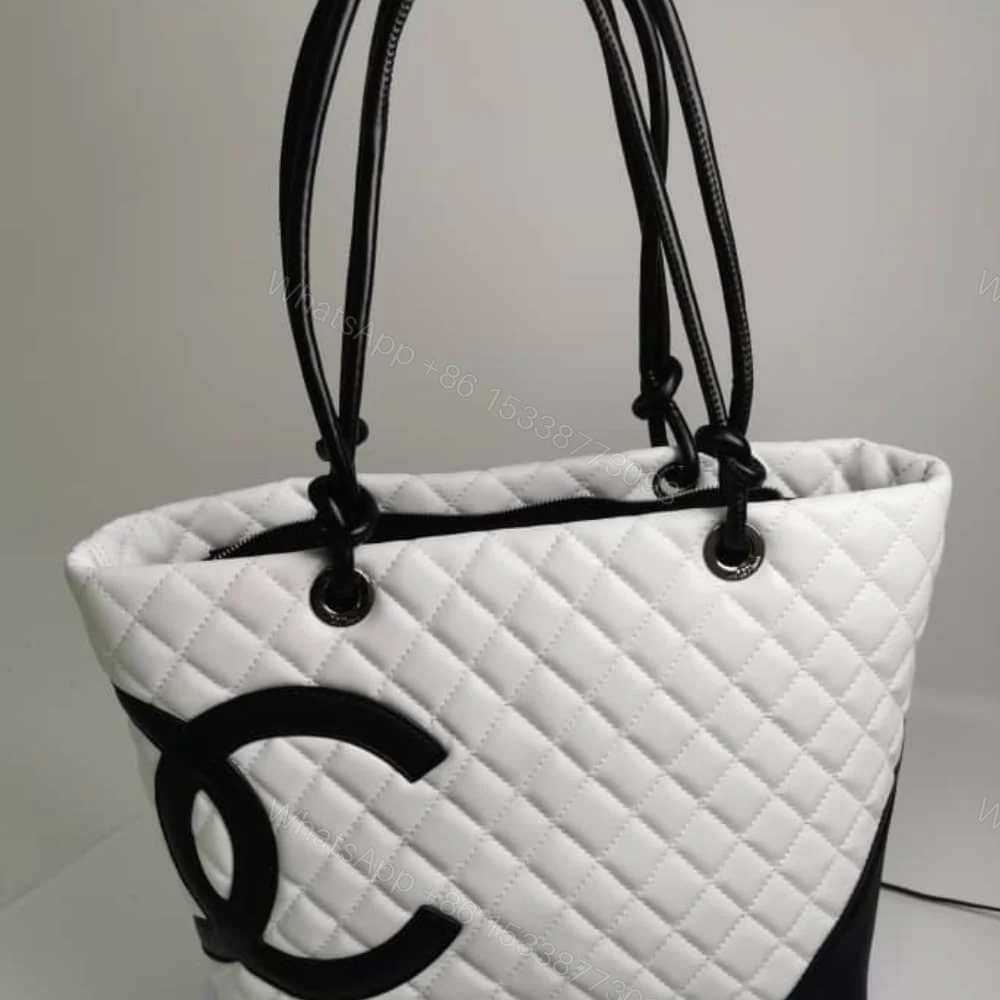 View 2 of Chanel Cambon Line Large Tote Bag In White And Black 41Cm