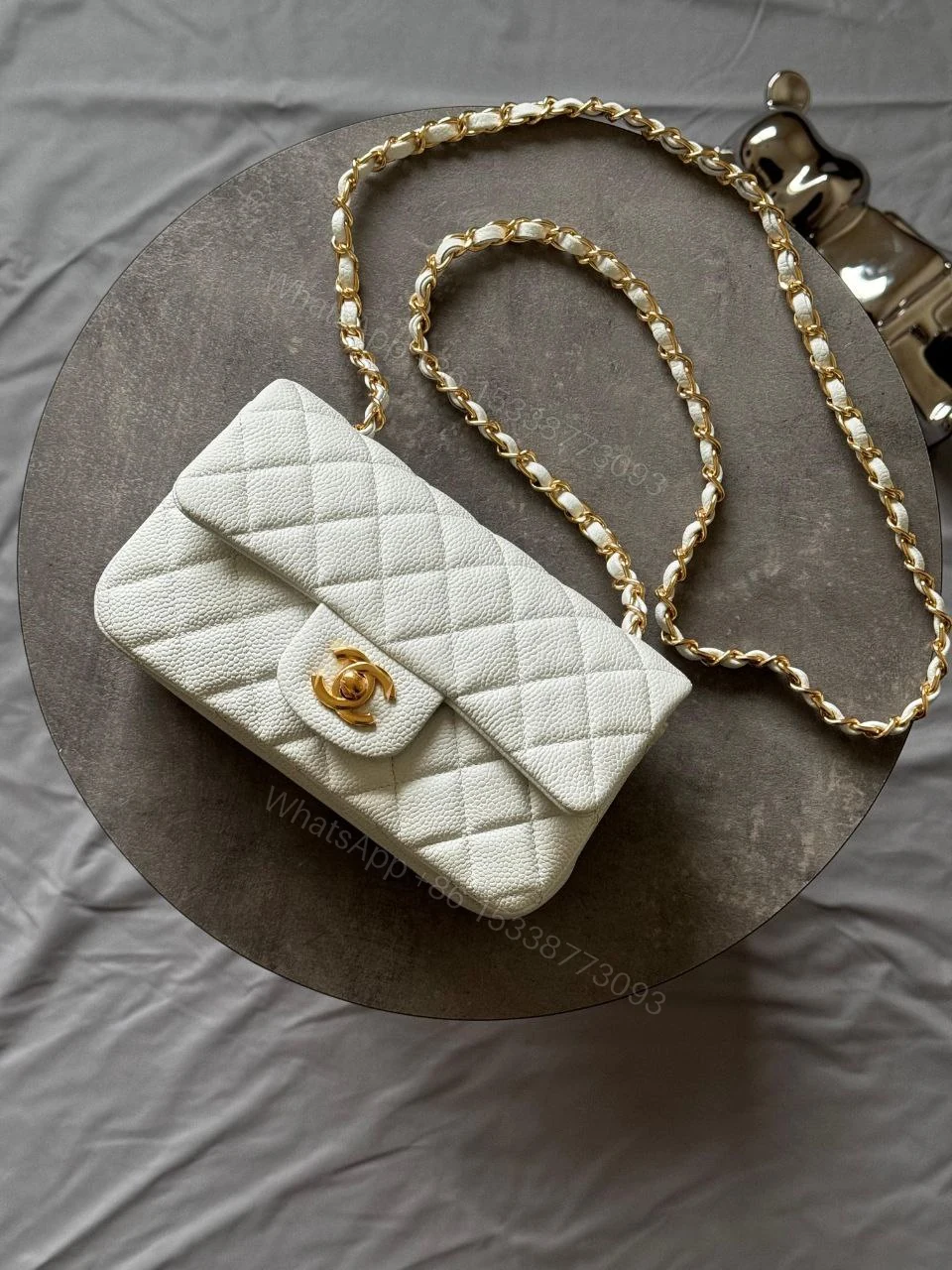View 4 of Chanel Burgundy Red Quilted Caviar Classic Bag Gold Hardware