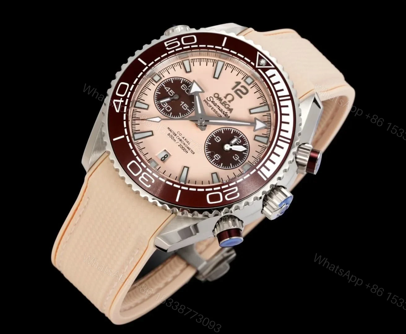 View 3 of Omega Seamaster Planet Ocean 600M Co-Axial 45.5 Master Chronometer Chronograph Stainless Steel Beige Rubber 215.32.46.51.09.001