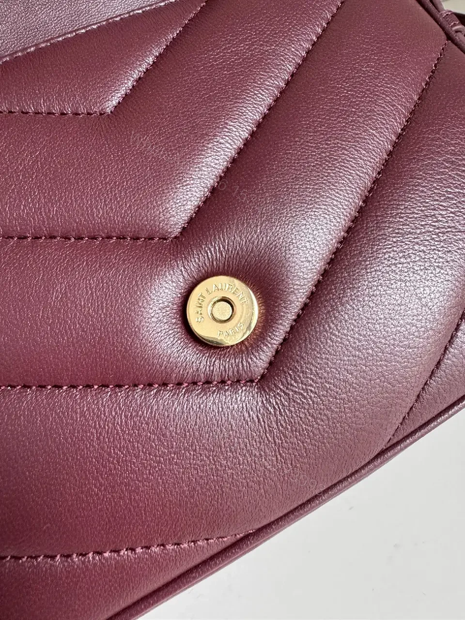 View 8 of Quilted Leather Crossbody Bag: Burgundy, Gold-Tone, Chic Evening