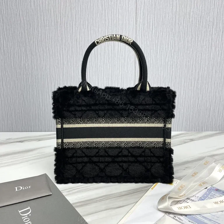 View 6 of Bold BouclÃ© Dior Tote: Shearling Trim Luxury Bag