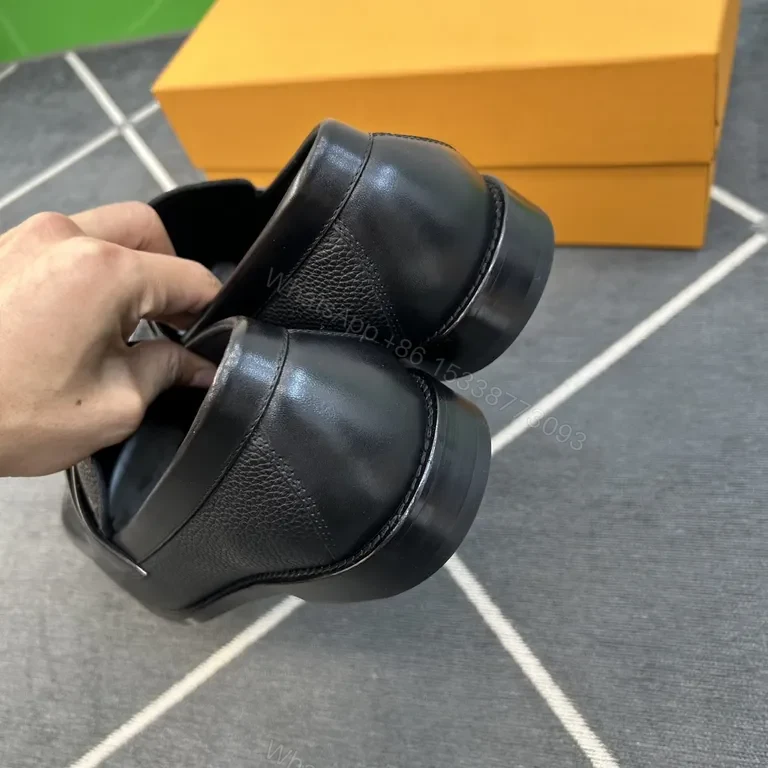 View 2 of Refined Monogram Leather Driver â€“ Black Oxford Loafer