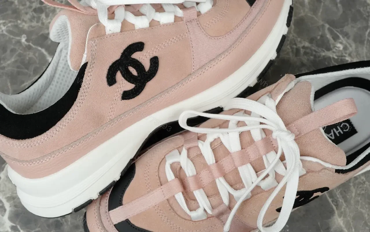 View 4 of Pink & Black Suede-Accent Luxe High-Top Sneakers with Cushioned Sole