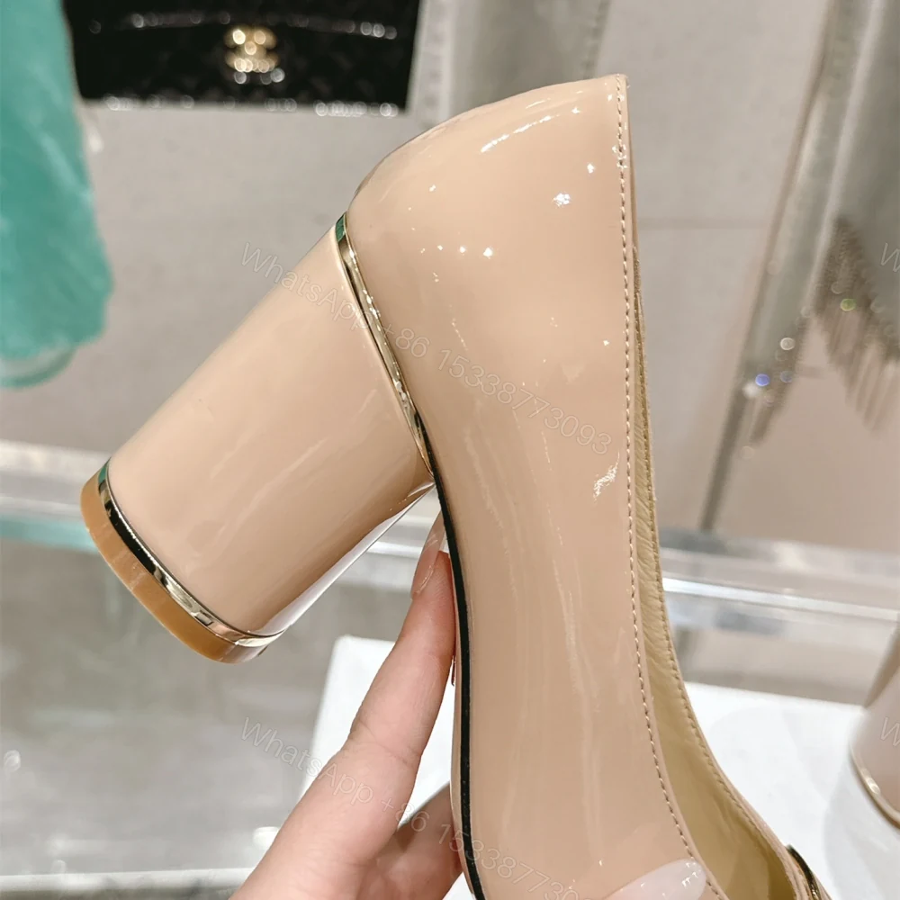View 8 of 高仿Dior*Miss系列KCX322方頭LOGO金屬扣高踭單鞋膚色免檢版