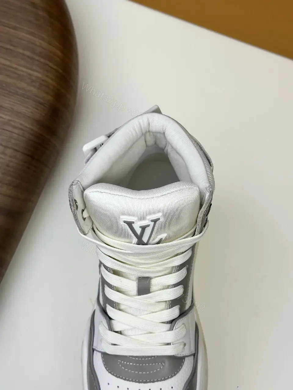 View 9 of Grayscale Leather-Blend High-Top Sneaker with Luxe Details