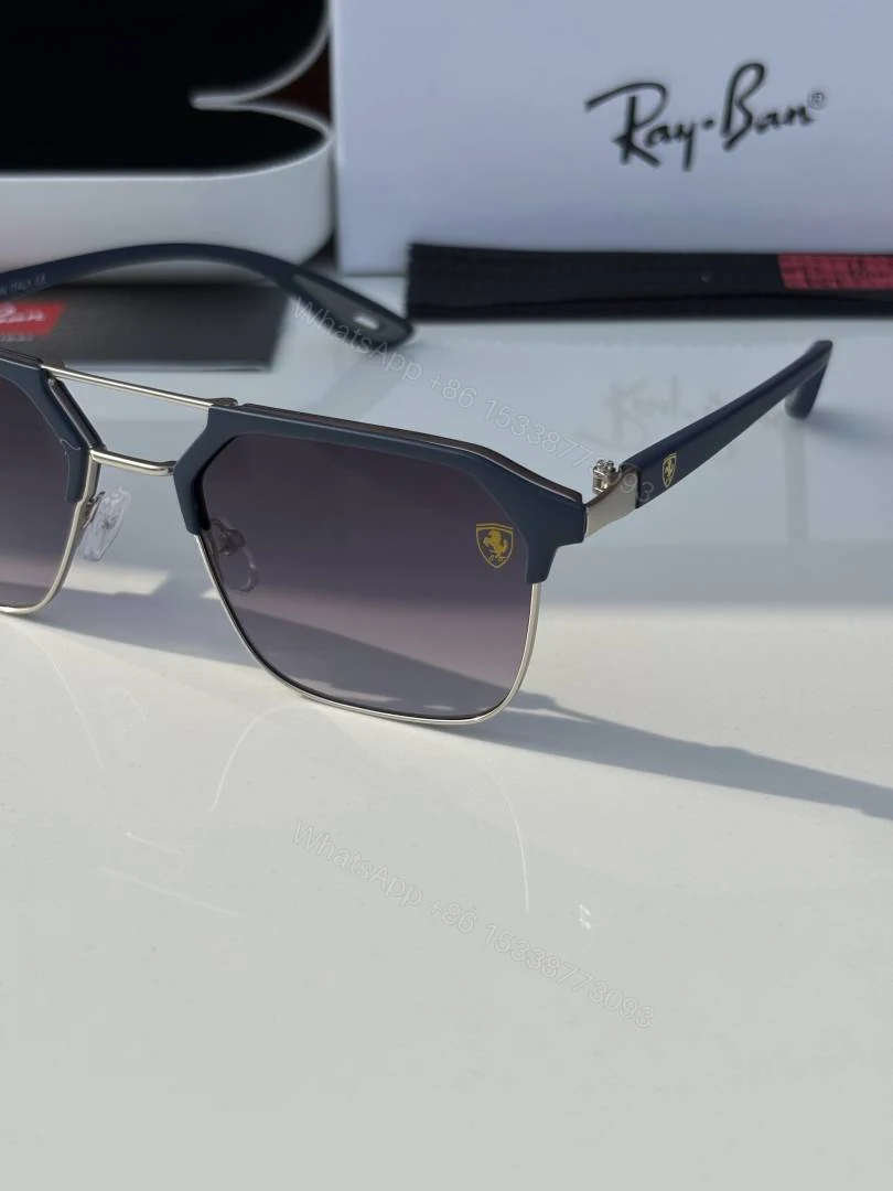 View 5 of First Copy RayBan 04 Silver Blue Sunglasses