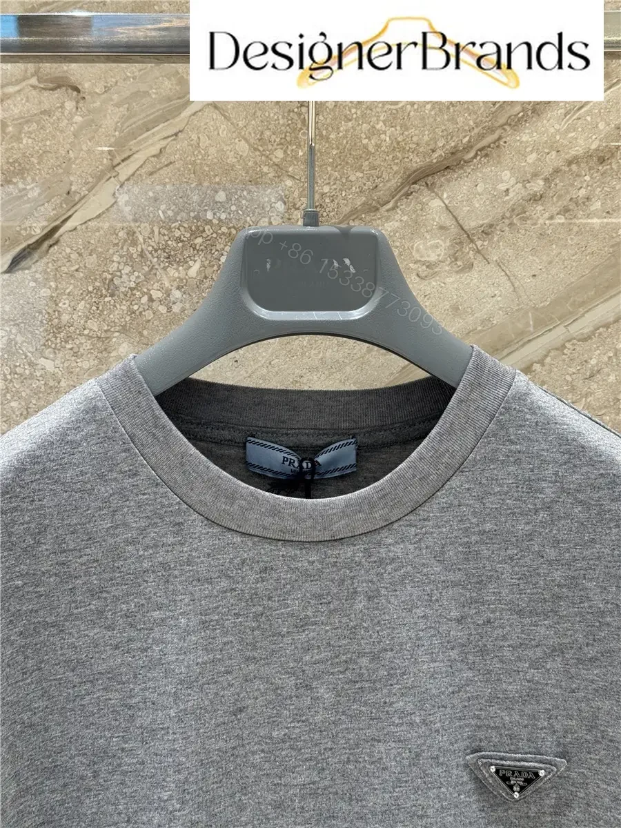 View 3 of Prada Grey Cotton Short-Sleeve T-Shirt