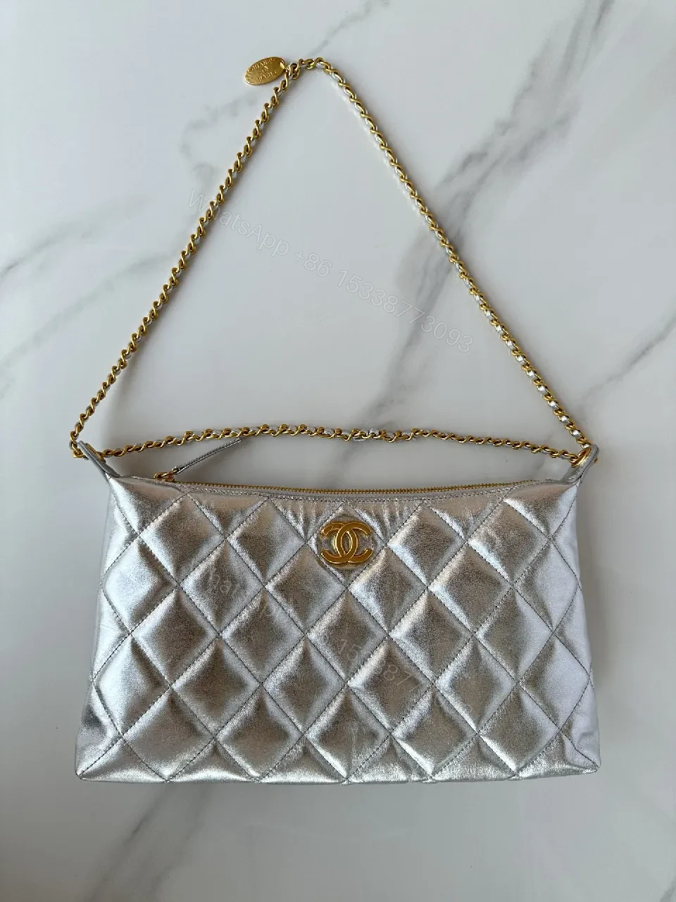View 7 of Metallic Quilted Chain Bag: Modern Luxury Everyday Versatility