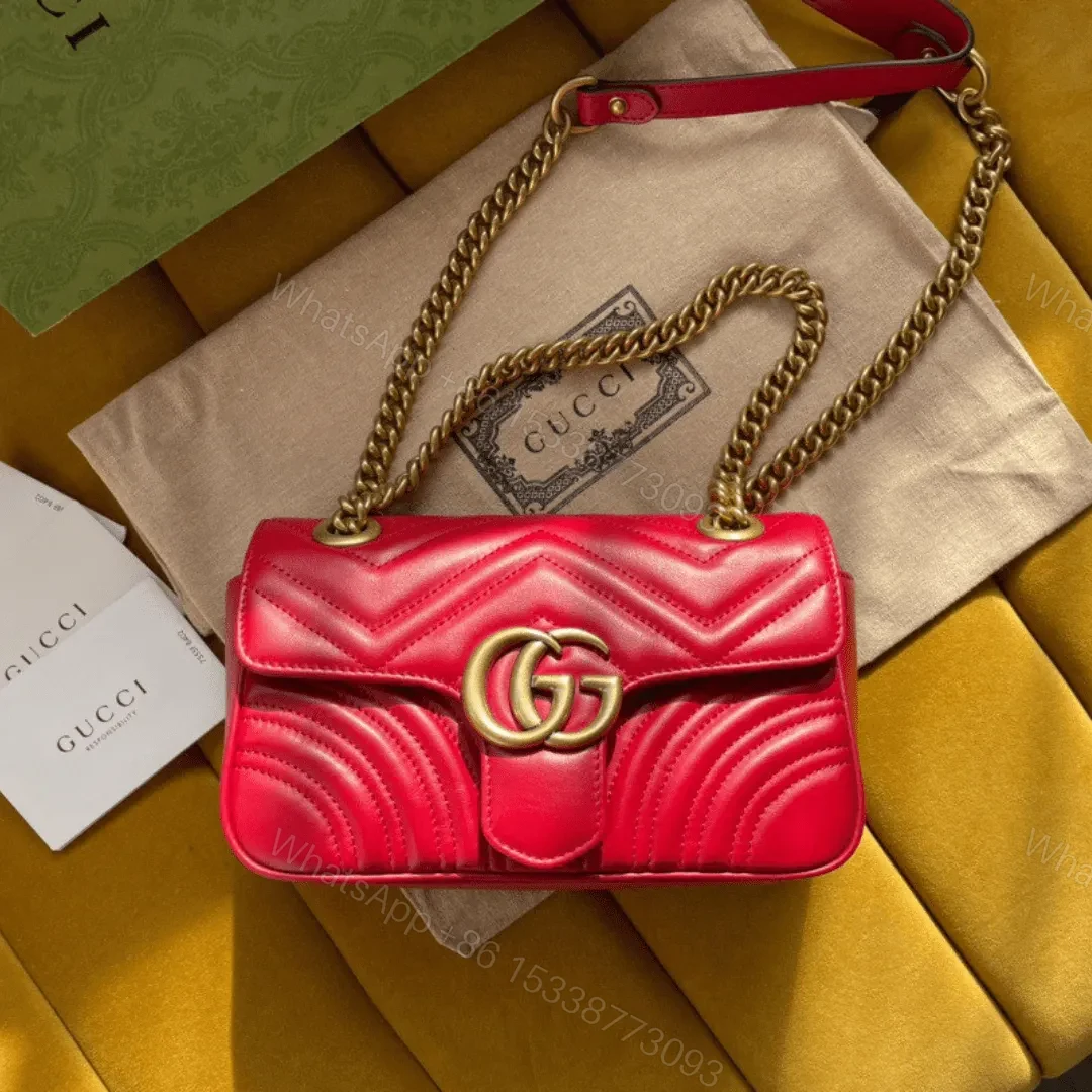 Gucci Marmont Replica 11 Women’s Handbag High Quality Red 22cm — view 1