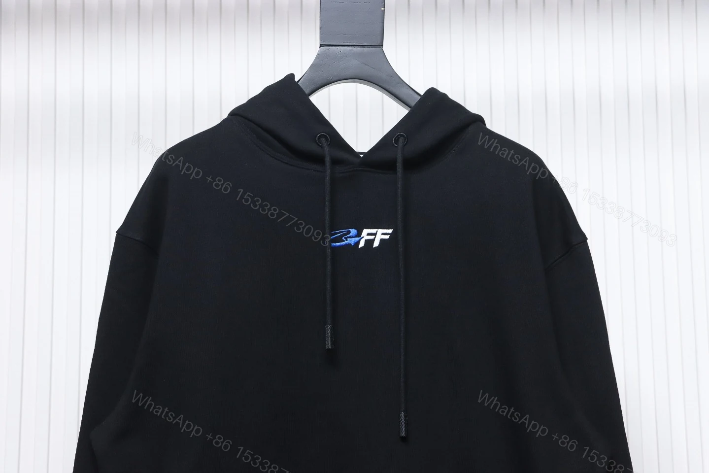 View 5 of Off-White Blue Embroidered Hoodie Letter Hoodie