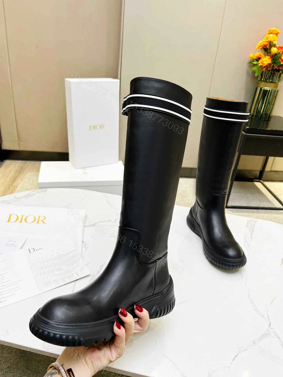 View 5 of DIOR D RACER BOOT CALFSKIN BLACK KDI781VEA S17X