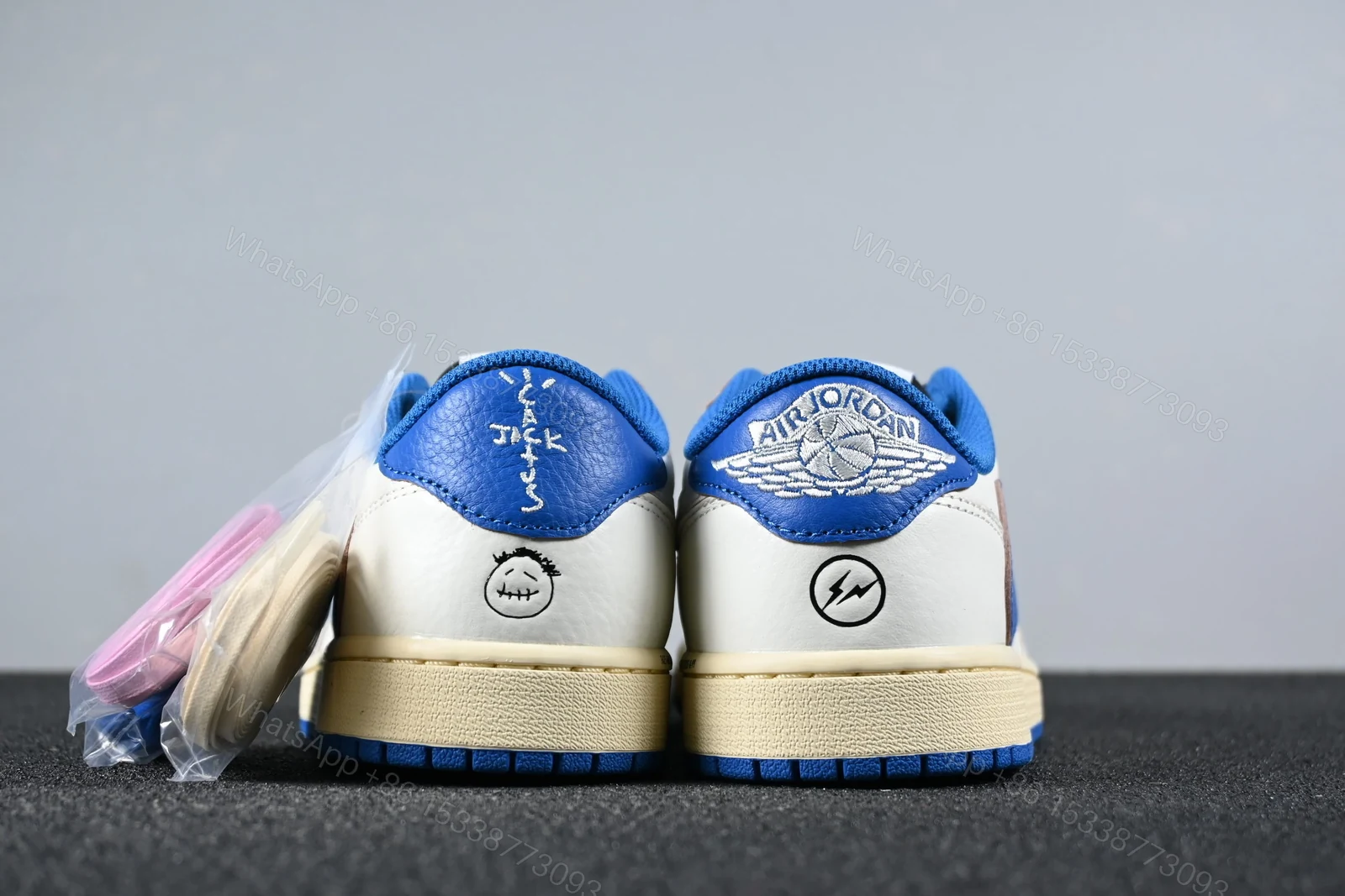 View 8 of Jordan 1 Retro Low OG SP Fragment x Travis Scott Sail Military Blue