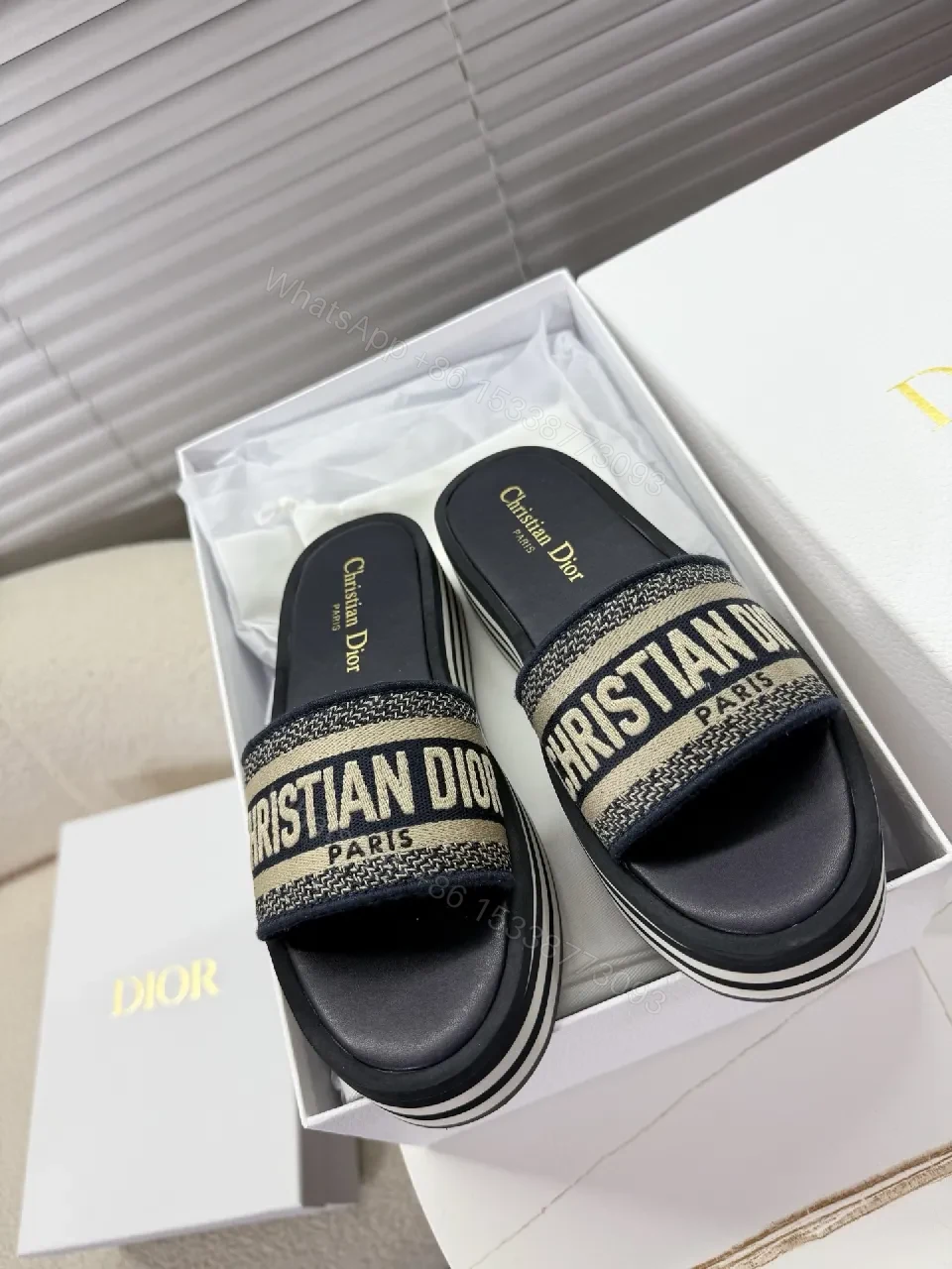 Bold Logo Stripes Slip-On Sandals: Elevated Comfort — view 1